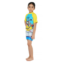 Shifter Kids Half-Sleeve One-Piece Swimsuit | Unisex Chlorine-Resistant Swimwear