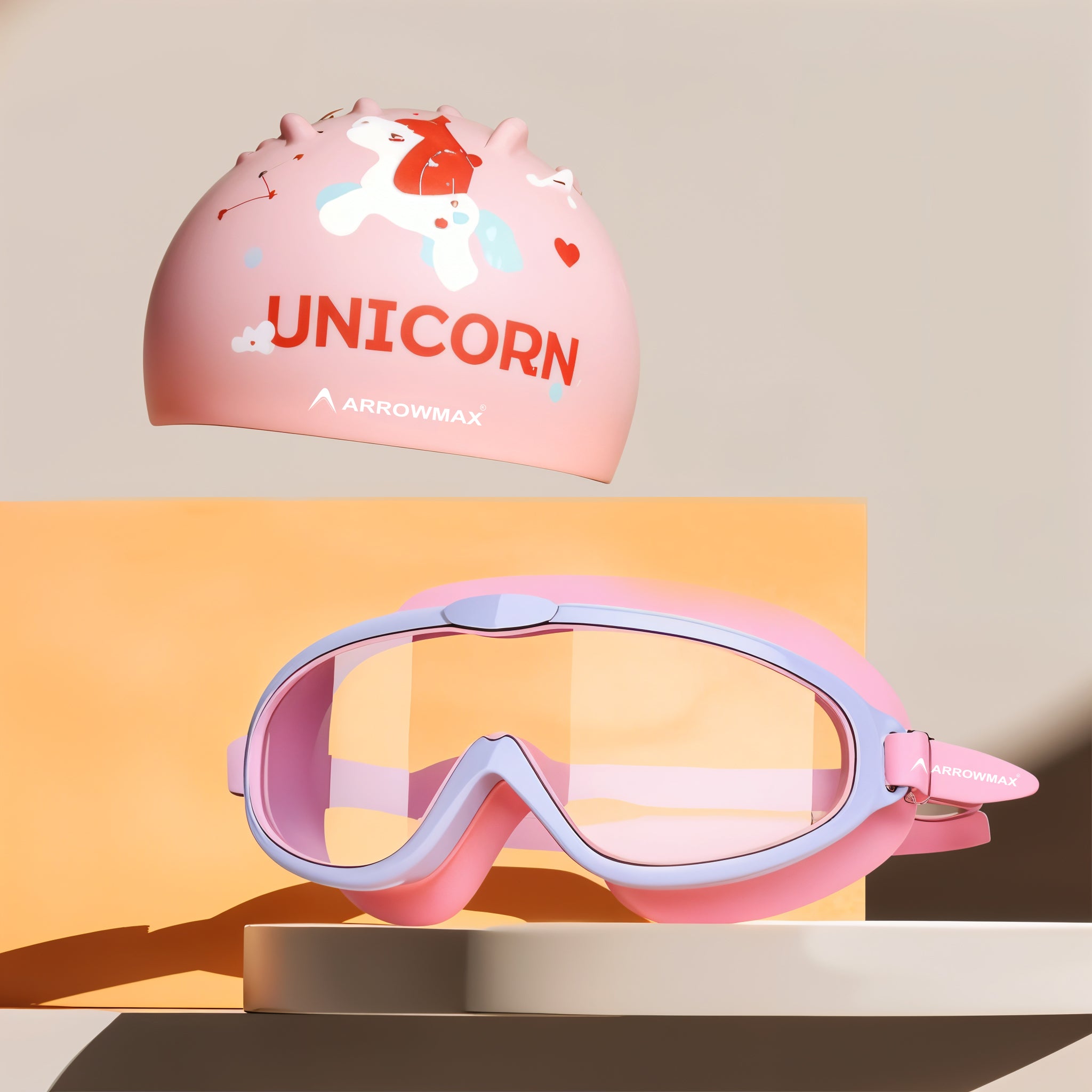 unicorn swimming goggles caps kids girls