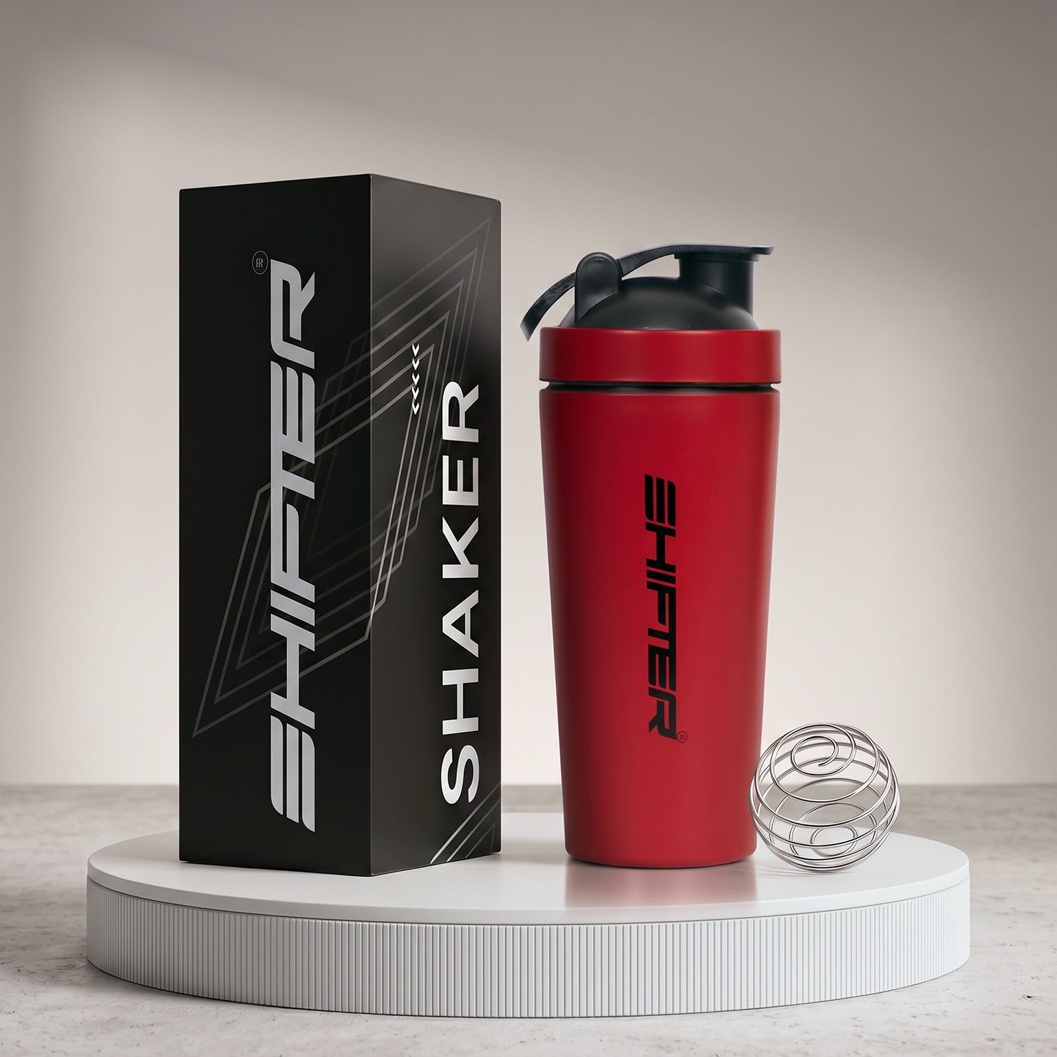 stainless steel shaker bottle leakproof gym bottle for protein shakes red