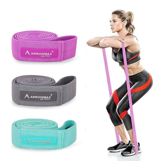Arrowmax Fabric Resistance Bands Set of 3 – Anti-Slip, Multicolor