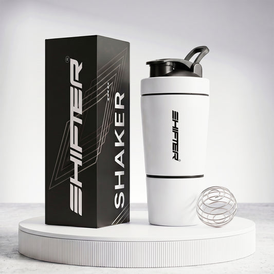 gym steel shaker bottle compartment protein metal sipper