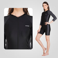 Women Full Sleeve One Piece Swimsuit with Front Zip | UV Protection Swimwear for Beach, Pool & Water Sports