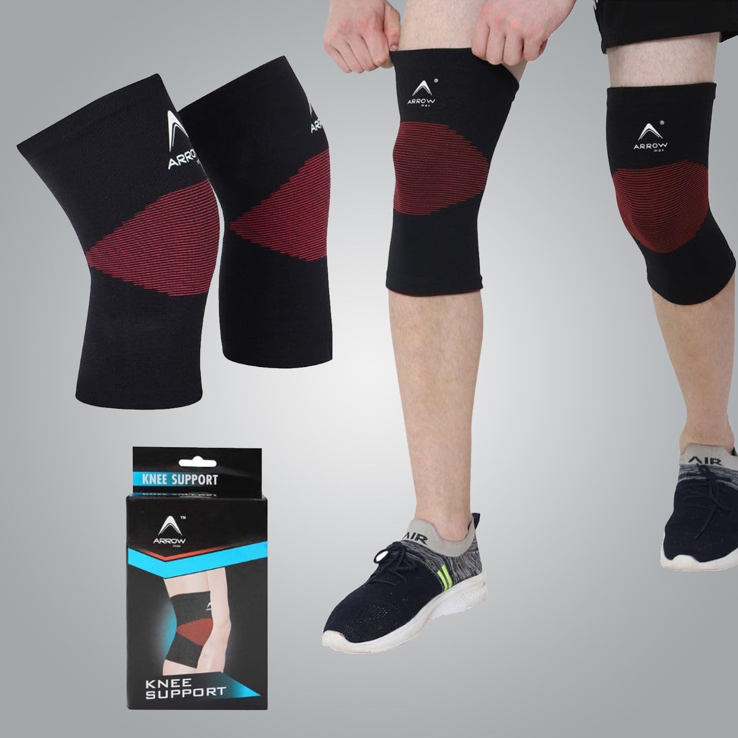 knee cap support arrowmax stretchable premium fabric orthopedic