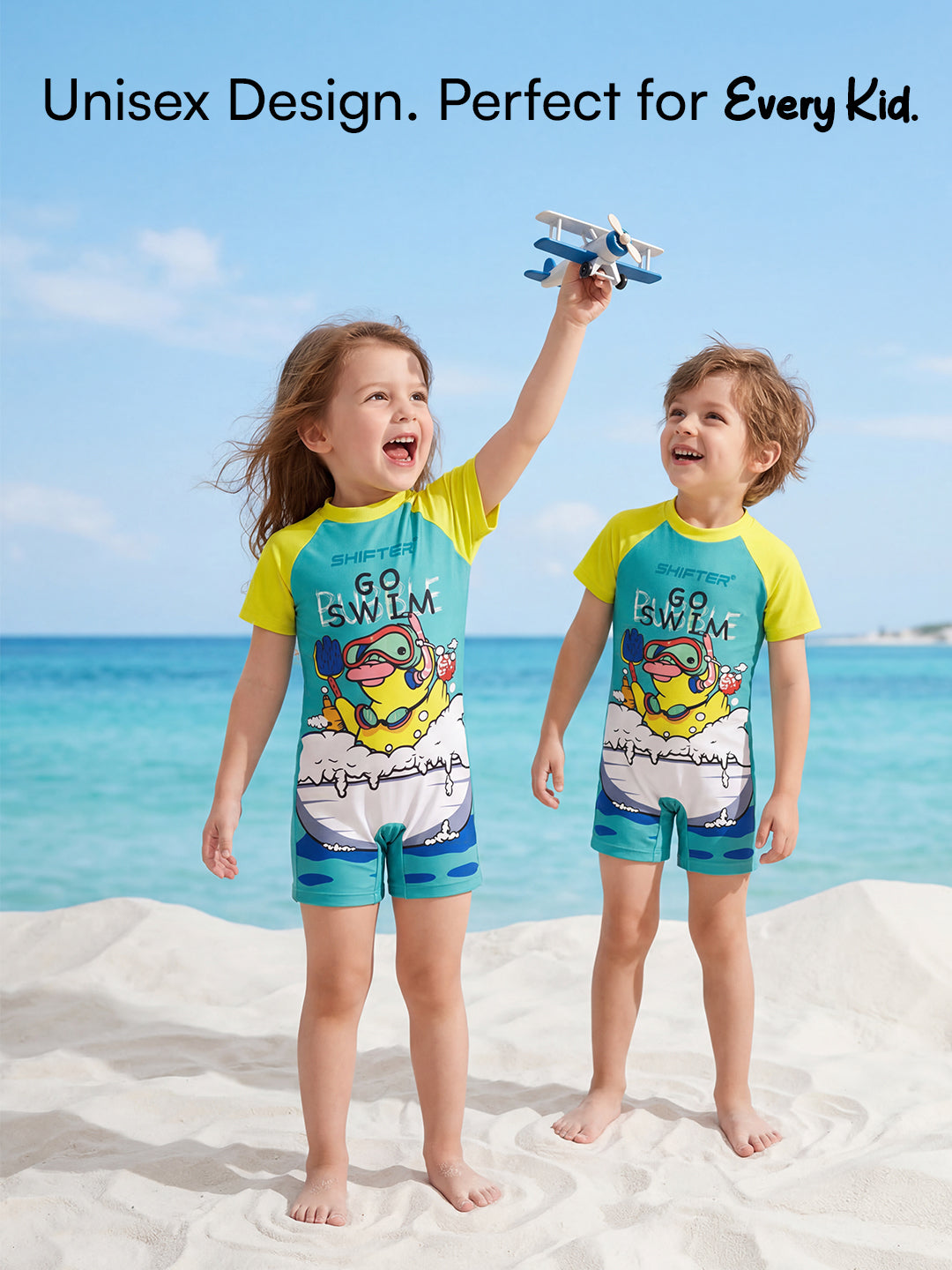 Unisex kids swimming costume lightweight stretch fabric Kids pool swimwear for boys and girls India