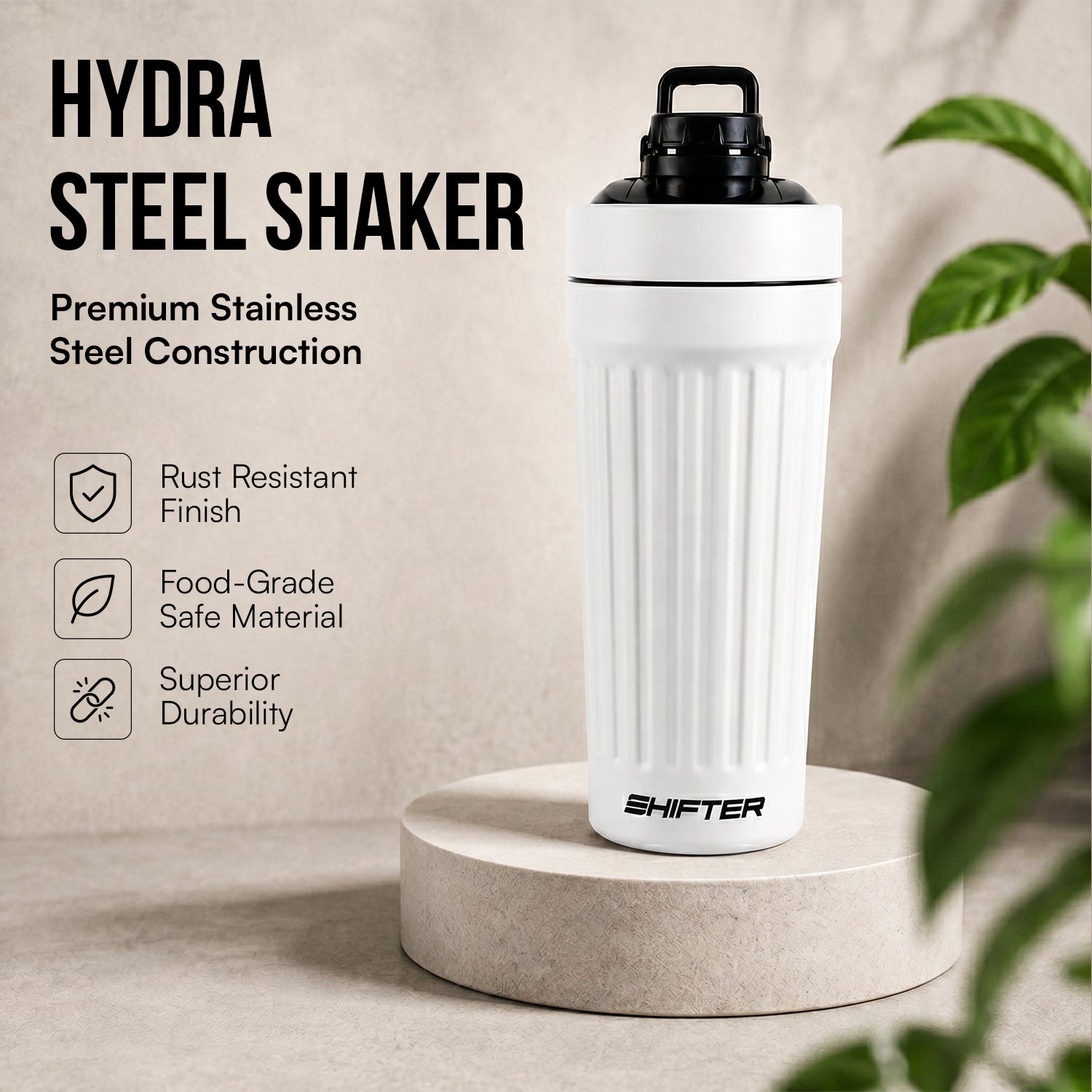 Premium steel shaker bottle for protein shakes and workout supplements