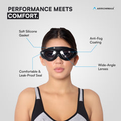 Swimming Goggles for Adults Wide Lens | Anti Fog UV Protection Leak Proof ASG-9100