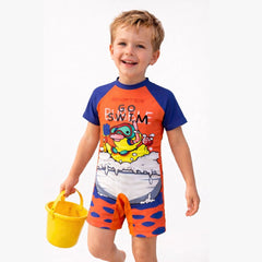 Shifter Kids Half-Sleeve One-Piece Swimsuit | Unisex Chlorine-Resistant Swimwear