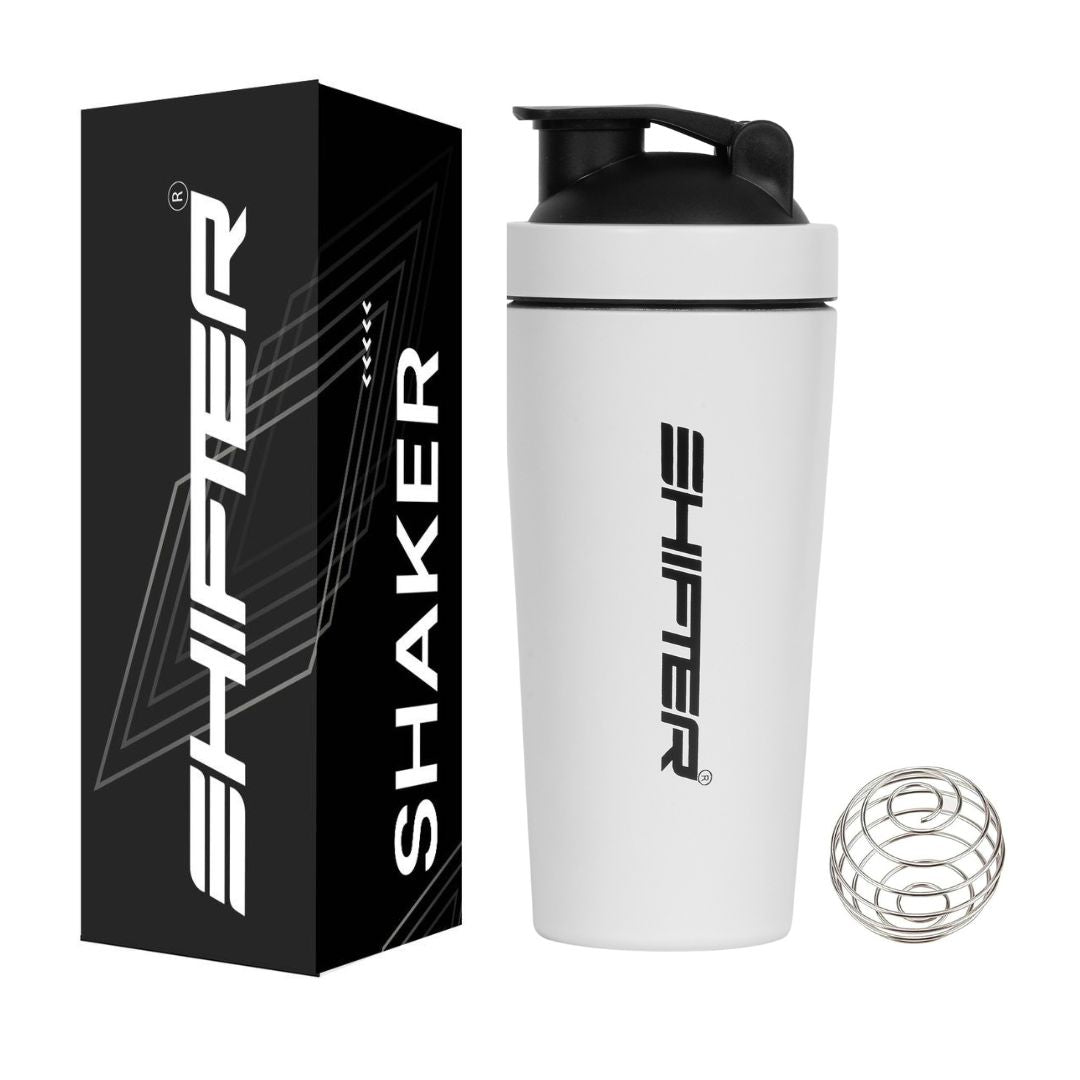steel shaker white gym protein sipper stainless steel metal