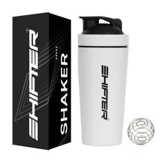 steel shaker white gym protein sipper stainless steel metal