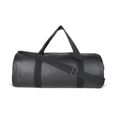 Leather Gym Bag, front Side, Black, straps