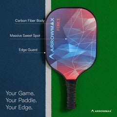 Arrowmax Carbon Fiber Pickleball Paddle Set – 2 FORCE Paddles, 4 Balls & Zipper Bag