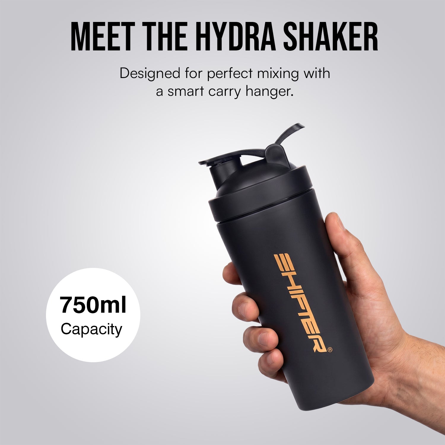 gym workout with steel protein shaker bottle for supplements and shakes