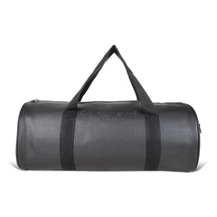 Leather Gym Bag, front Side, Black, straps