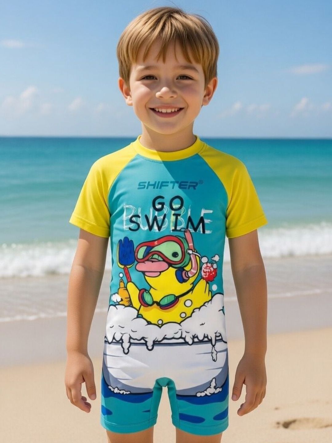 Lightweight breathable kids swimwear India Children pool swimwear with easy zip front