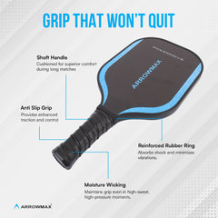 Arrowmax Carbon Fiber Pickleball Paddle Set – 2 POWERDRIVE Paddles, 4 Pickleballs, & Zipper Cover