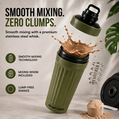Athlete using Shifter steel shaker bottle during gym workout session