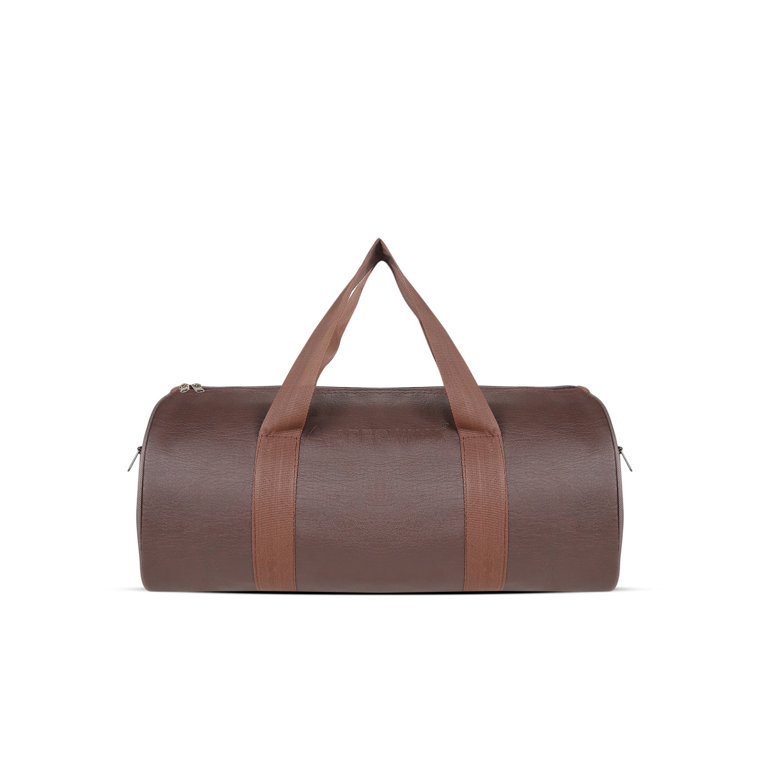 Leather Gym Bag, front Side, Brown, straps
