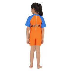 Shifter Kids Half-Sleeve One-Piece Swimsuit | Unisex Chlorine-Resistant Swimwear
