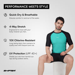 Men’s Chlorine-Resistant Swimming T-Shirt | UV Protection, Quick-Dry Performance Fit