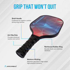 Arrowmax Carbon Fiber Pickleball Paddle Set – 2 FORCE Paddles, 4 Balls & Zipper Bag