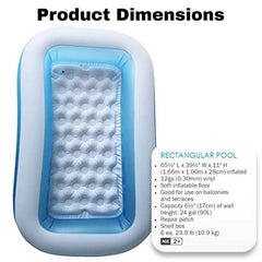 INTEX 5.5 FT Inflatable Swimming Pool for Kids with Air Pump – Large Family Baby Pool for Home & Garden