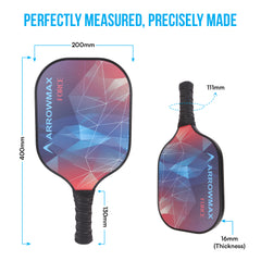 Arrowmax Carbon Fiber Pickleball Paddle Set – 2 FORCE Paddles, 4 Balls & Zipper Bag