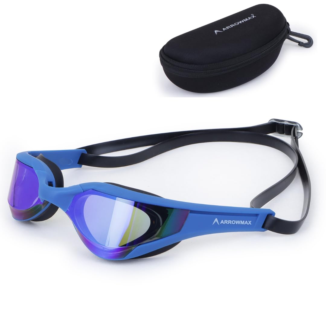 Professional swimming goggles with anti fog electroplated lens for racing and diving
