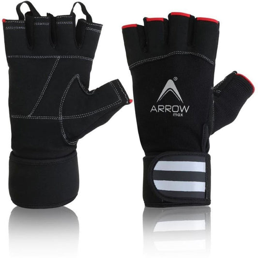 Panther All-Black Gym Gloves with Padded Palm & Reflective Detailing