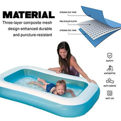 Children outdoor water pool with soft inflatable base and strong side walls