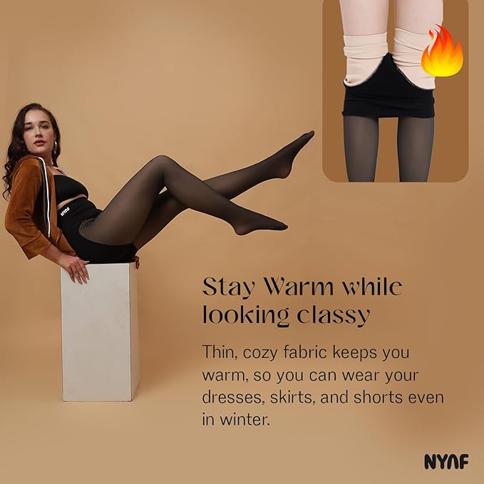 Soft warm winter stockings for women with fleece lining