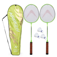 Arrowmax Alloy Steel Badminton Racket ( Set of 2 with 3 Nylon Shuttle)-AB 1000