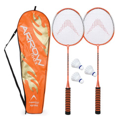 Arrowmax Alloy Steel Badminton Racket ( Set of 2 with 3 Nylon Shuttle)-AB 1000