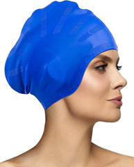 Extra long hair swimming cap for men and women made from premium soft silicone
