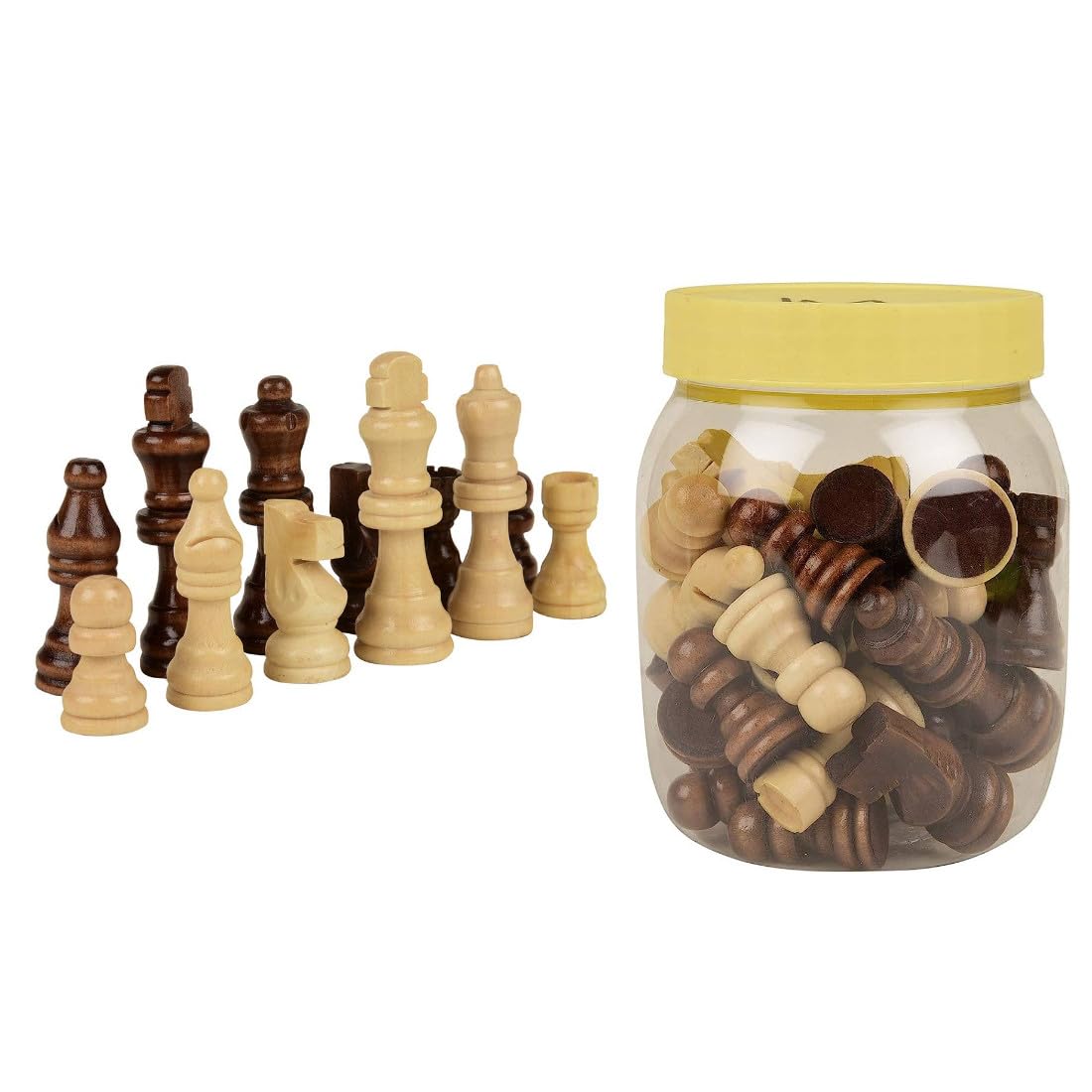 wooden chess coin wood pieces king set