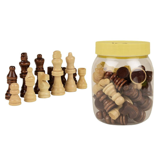 wooden chess coin wood pieces king set