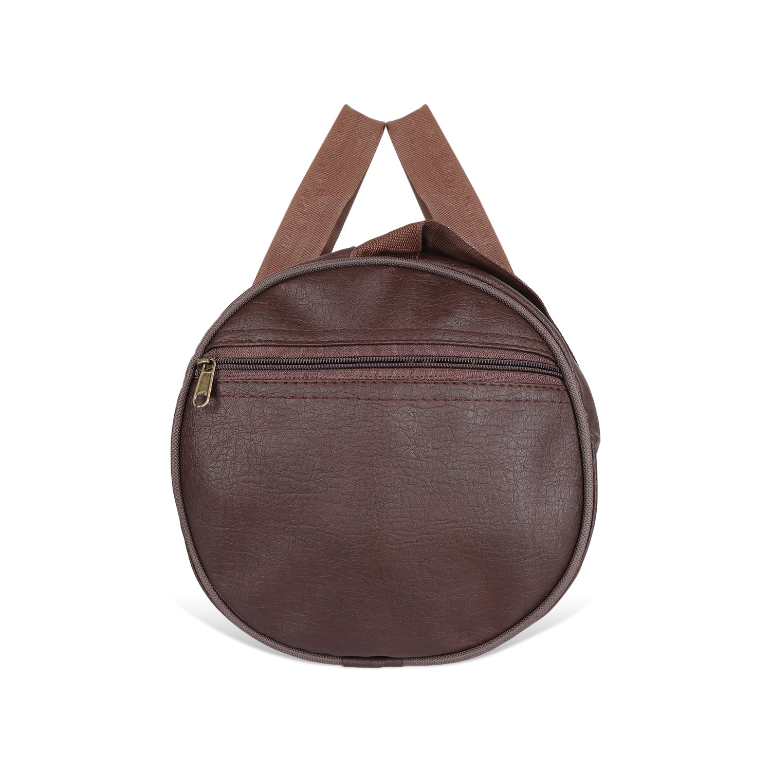 Leather Gym Bag, Side zip pocket, Brown