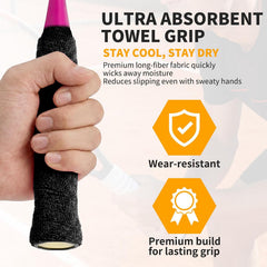 Towel Cotton Handle Grip for Badminton, Pickleball & Squash Rackets-2 Pcs