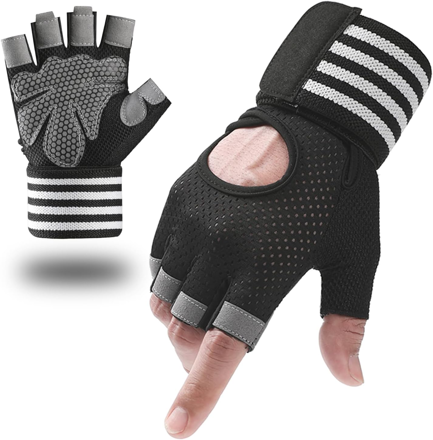 Gym gloves with wrist support wraps for men and women