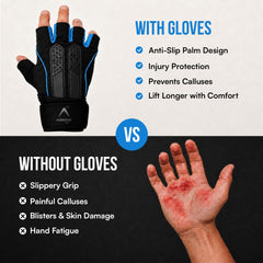 Gym Gloves with Wrist Support for Men & Women – Weight Lifting Workout Hand Glove