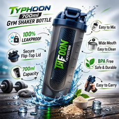 Typhoon Shaker Bottle 700ml | Protein Shaker with Mixing System for Gym & Fitness