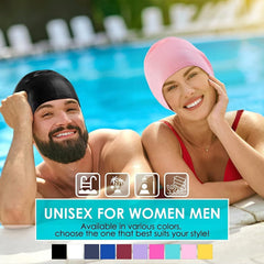 Extra Long Hair Swimming Cap for Men & Women | Premium Soft Silicone, Waterproof & Comfortable Fit