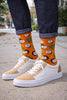 Men’s Printed Crew Socks for Women & Men | Pack of 3 Pairs | Avocado, Banana & Coconut Fruit Design | Colorful Cotton Blend Casual Socks