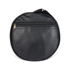 Leather Gym Bag, side pocket, Black