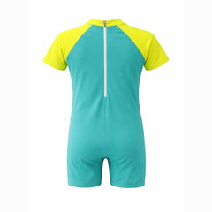 Shifter Kids Half-Sleeve One-Piece Swimsuit | Unisex Chlorine-Resistant Swimwear