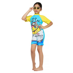 Shifter Kids Half-Sleeve One-Piece Swimsuit | Unisex Chlorine-Resistant Swimwear