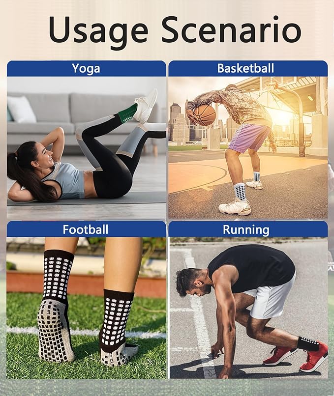 Grip socks for men with anti slip sole – sports ankle socks for gym and cricket