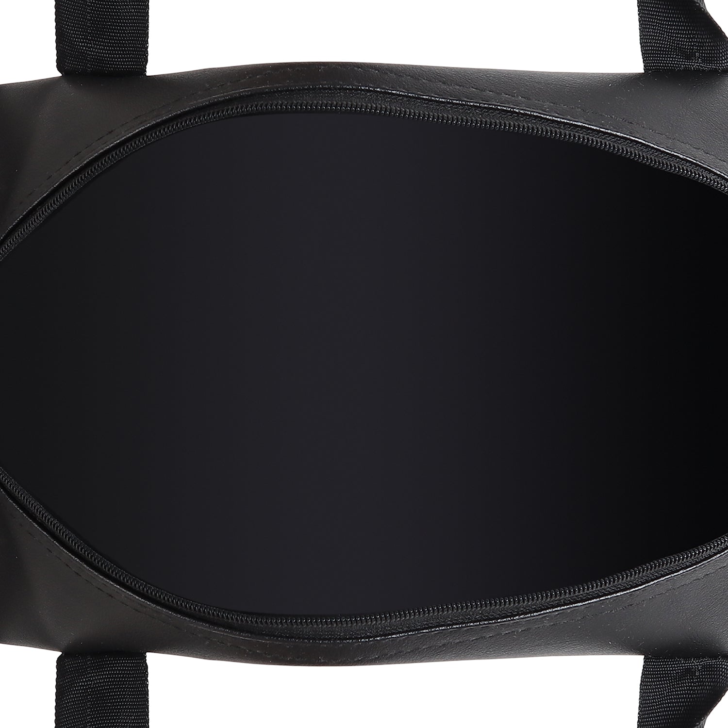 Leather Gym Bag, Top Side, Black. Spacious