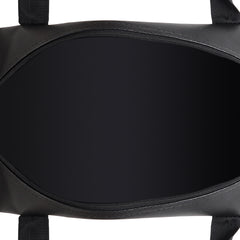 Leather Gym Bag, Top Side, Black. Spacious