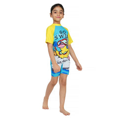 Shifter Kids Half-Sleeve One-Piece Swimsuit | Unisex Chlorine-Resistant Swimwear