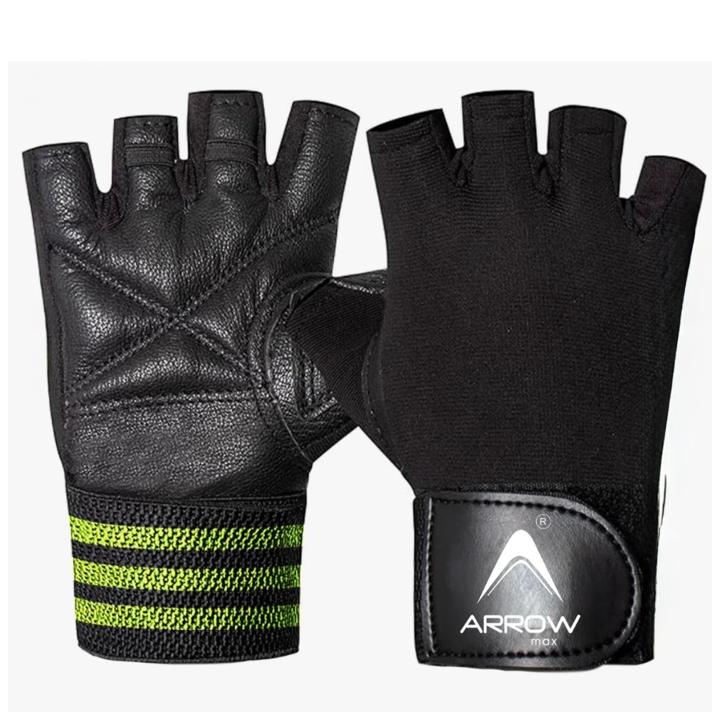gym gloves wrist support men women leather black strap